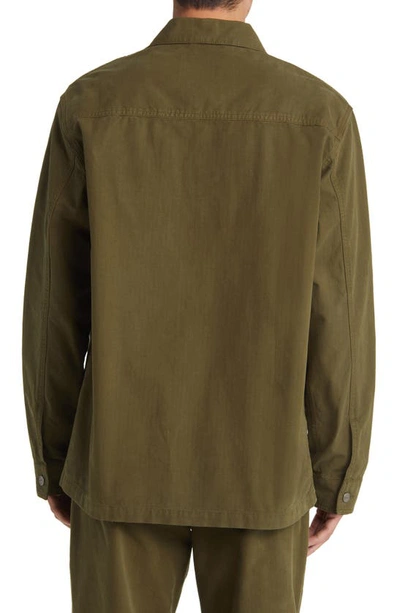 Shop Forét Amble Organic Cotton Overshirt In Army