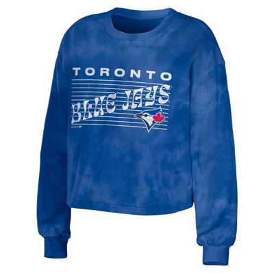 Shop Wear By Erin Andrews Royal Toronto Blue Jays Tie-dye Cropped Pullover Sweatshirt & Shorts Lounge Set