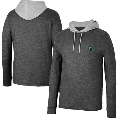 Shop Colosseum Black Michigan State Spartans Ballot Waffle-knit Thermal Long Sleeve Hoodie T-shirt
