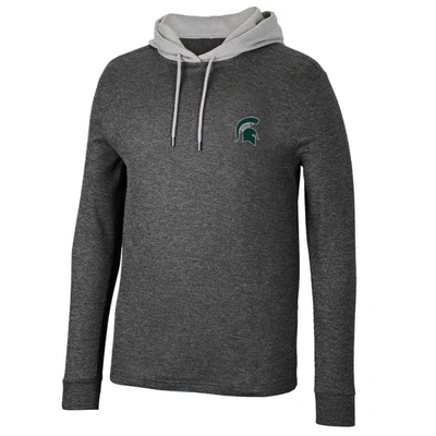 Shop Colosseum Black Michigan State Spartans Ballot Waffle-knit Thermal Long Sleeve Hoodie T-shirt