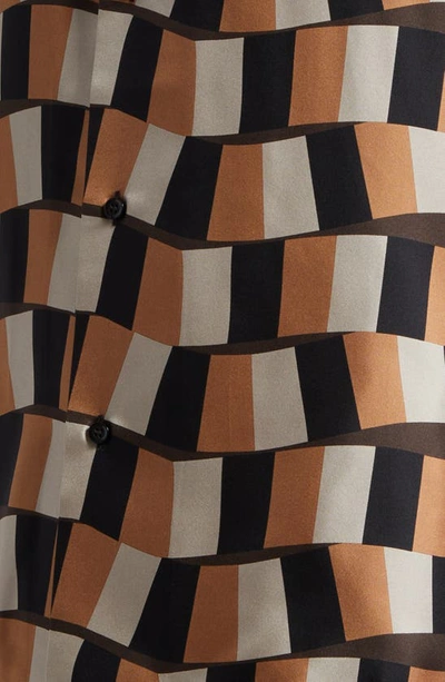 Shop Amiri Snake Checkerboard Silk Shorts In Brown