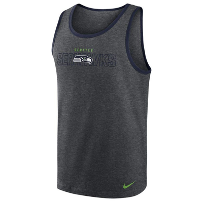 Shop Nike Heathered Charcoal Seattle Seahawks Tri-blend Tank Top In Heather Charcoal