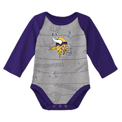 Shop Outerstuff Newborn & Infant Purple/heathered Gray Minnesota Vikings Born To Win Two-pack Long Sleeve Bodysuit S