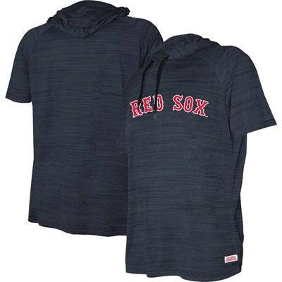 Shop Stitches Youth  Heather Navy Boston Red Sox Raglan Short Sleeve Pullover Hoodie
