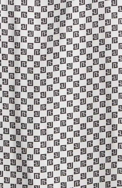 Shop Balmain Mini Monogram Button-up Shirt In Ivory/ Black