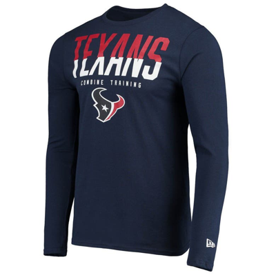 Shop New Era Navy Houston Texans Combine Authentic Split Line Long Sleeve T-shirt