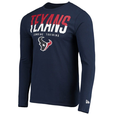 New Era Navy Houston Texans Combine Authentic Split Line Long Sleeve T-shirt In Navy