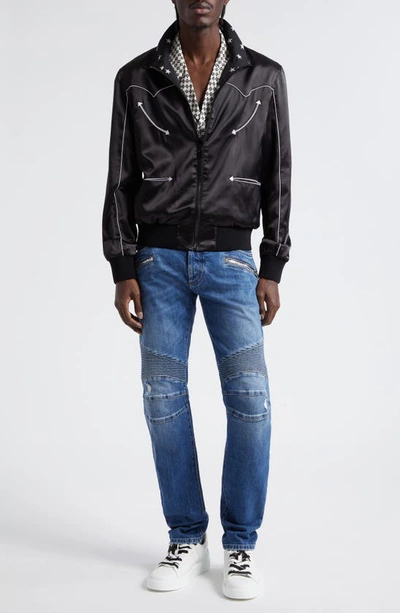 Balmain Black Reversible Bomber Jacket With Stars Men