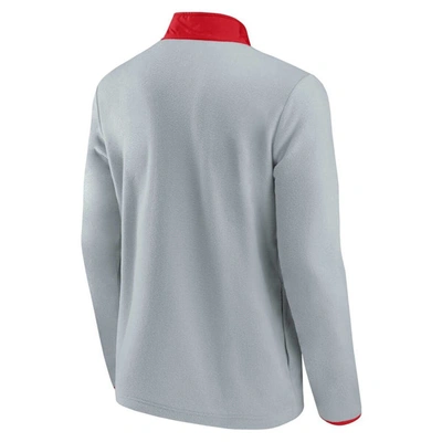 Shop Fanatics Branded Gray/red Detroit Red Wings Hockey Polar Fleece Quarter-snap Jacket