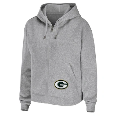 Shop Wear By Erin Andrews Heather Gray Green Bay Packers Plus Size Full-zip Hoodie