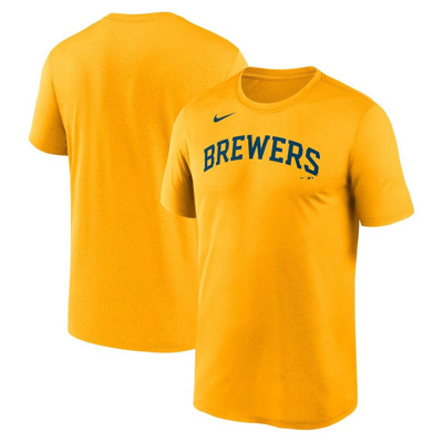 Shop Nike Gold Milwaukee Brewers New Legend Wordmark T-shirt
