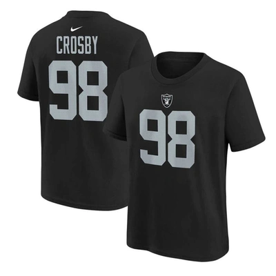 Shop Nike Youth  Maxx Crosby Black Las Vegas Raiders Player Name & Number T-shirt