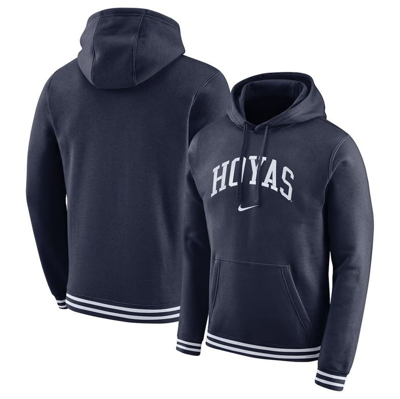 Shop Nike Navy Georgetown Hoyas Distressed Sketch Retro Fitted Pullover Hoodie