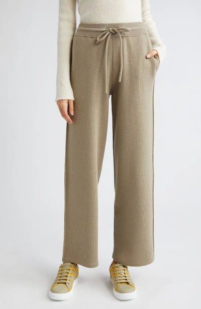 Shop Burberry Rose Intarsia Relaxed Fit Wool Blend Pants In Limestone