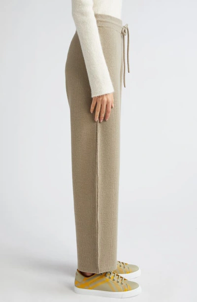 Shop Burberry Rose Intarsia Relaxed Fit Wool Blend Pants In Limestone