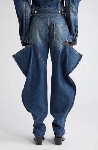 Shop Area Crystal Slit Straight Leg Jeans In Vintage Indigo
