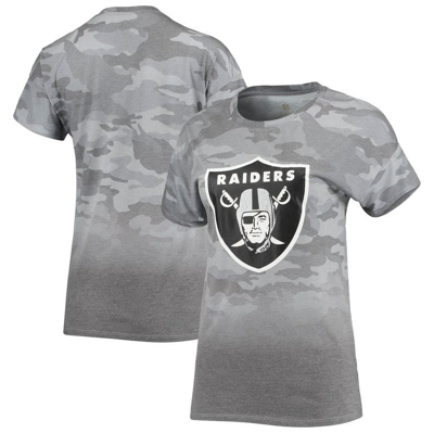 Shop Outerstuff Juniors Gray/black Las Vegas Raiders Beth Camo Dip-dye T-shirt