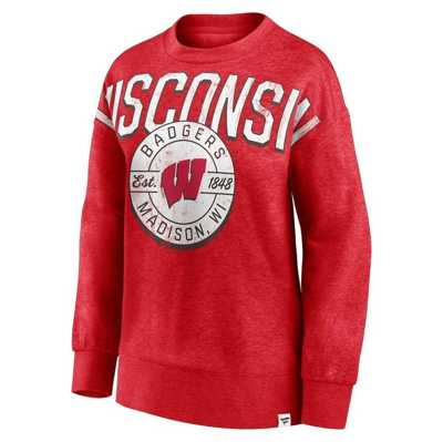 Shop Fanatics Branded Heathered Red Wisconsin Badgers Jump Distribution Pullover Sweatshirt In Heather Red