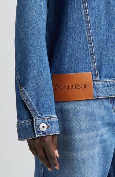 Shop Jw Anderson Twisted Seam Denim Trucker Jacket In Light Blue