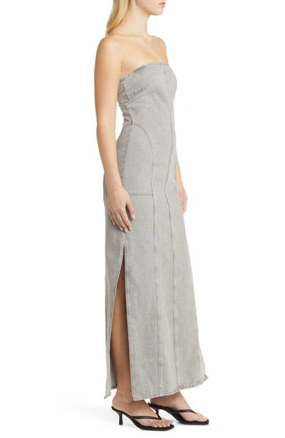 Shop Topshop Strapless Denim Dress In Grey