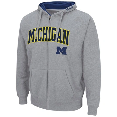 Shop Colosseum Heathered Gray Michigan Wolverines Arch & Logo 3.0 Full-zip Hoodie In Heather Gray