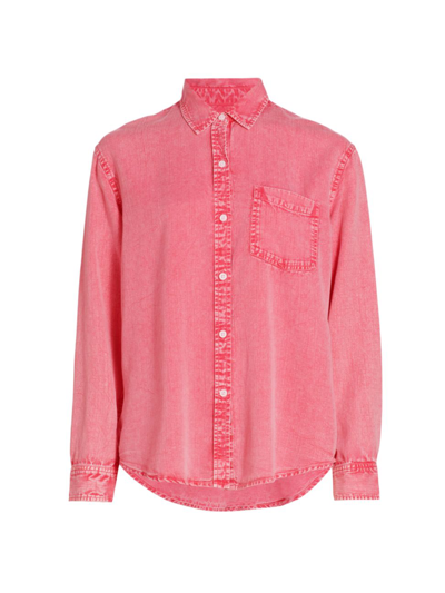 Shop Rails Women's Barrett Oversized Linen-blend Shirt In Vivid Pink