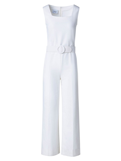 Shop Akris Punto Women's Sleeveless Belted Jumpsuit In Cream