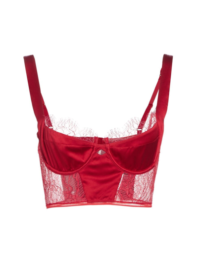 Shop Kiki De Montparnasse Women's Camaret Lace Underwire Longline Bra In Red