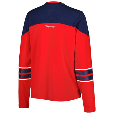 Shop Tommy Hilfiger Red Washington Capitals Abigail V-neck Long Sleeve T-shirt