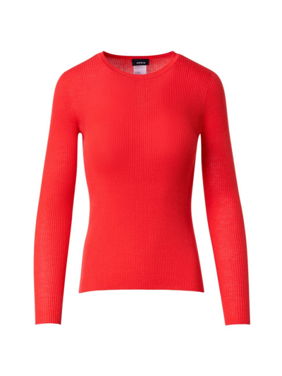 Shop Akris Women's Seamless Rib-knit Fitted Sweater In Poppy