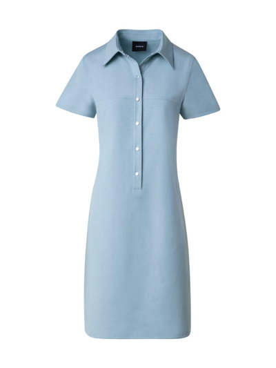 Shop Akris Women's Silk-blend Polo Dress In Bleached Denim