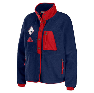 Shop Wear By Erin Andrews Navy New England Patriots Polar Fleece Raglan Full-snap Jacket