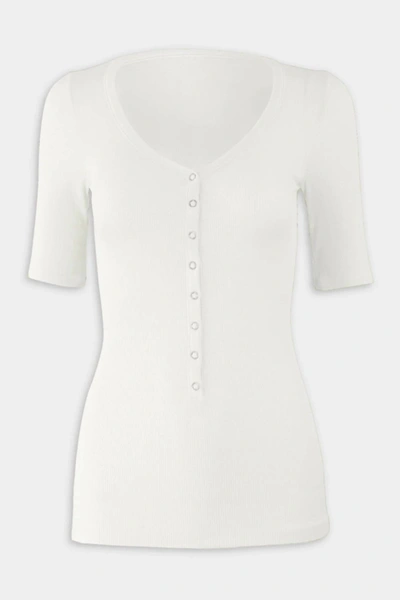 Shop Enza Costa Silk Rib Half Sleeve Snap Henley Top In White