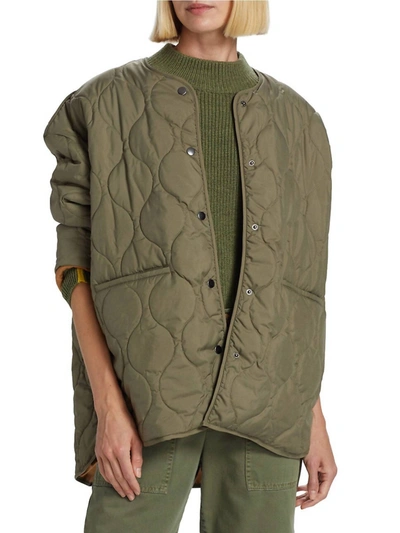 Shop Velvet By Graham & Spencer Paityn Quilted Jacket In Sage In Multi