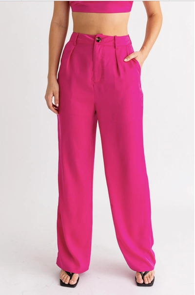 Le Lis Wide Leg Pants In Hot Pink In Pink