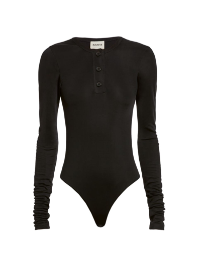 Shop Khaite Women's Janelle Long-sleeve Bodysuit In Black