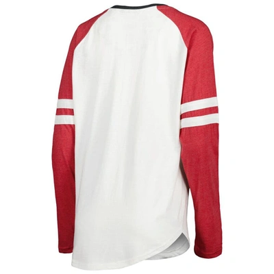Shop Pressbox White/crimson Indiana Hoosiers Brooking Sleeve Stripe Raglan Long Sleeve T-shirt