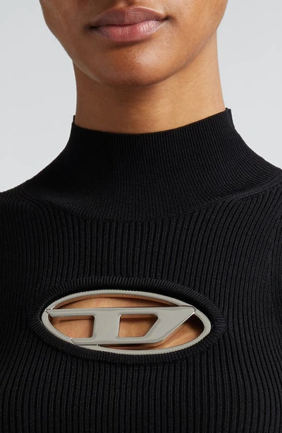 Shop Diesel M-onervax Body-con Mock Neck Rib Sweater Dress In Deep/ Black