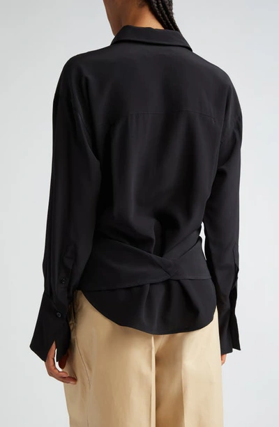 Shop Victoria Beckham Wrap Front Silk Crêpe De Chine Shirt In Black