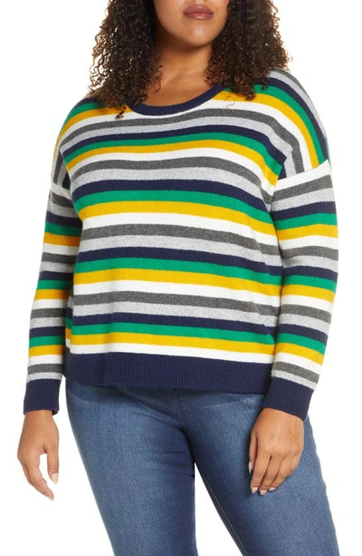 Shop Court & Rowe Multistripe Crewneck Sweater In Bright Gold