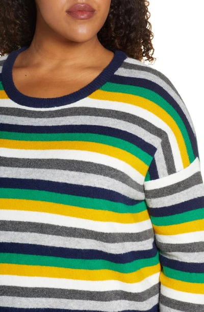 Shop Court & Rowe Multistripe Crewneck Sweater In Bright Gold