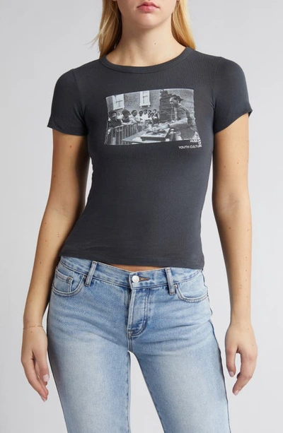 Shop Bdg Urban Outfitters Museum Of Youth Cotton Graphic Baby Tee In Black