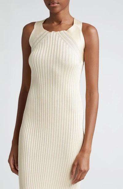 Shop Jil Sander Sleeveless Rib Dress In Cornsilk