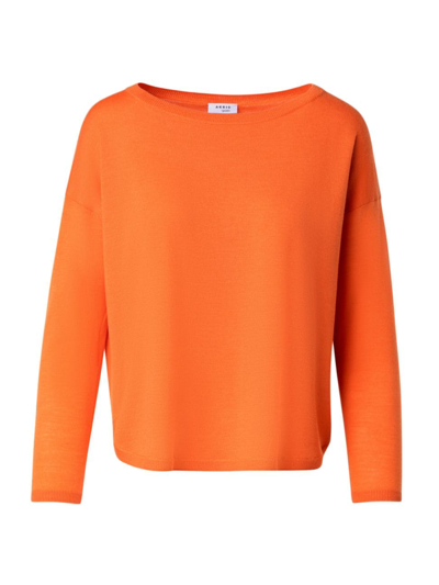 Shop Akris Punto Women's Crewneck Cotton Pullover Sweater In Orange