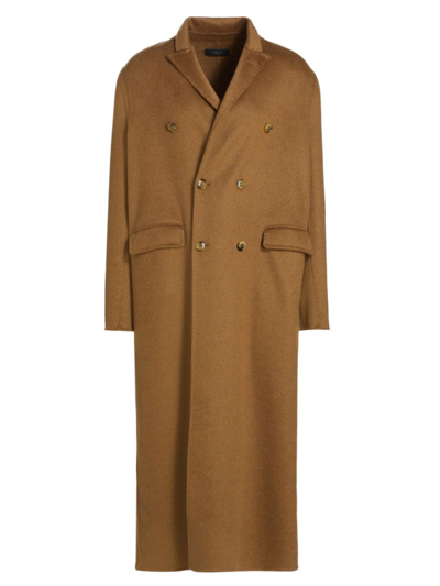 Shop Amiri Men's Double-breasted Wool-cashmere Overcoat In Camel