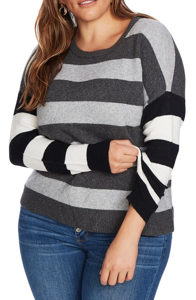 Shop Court & Rowe Stripe Sweater In Medium Heather Grey