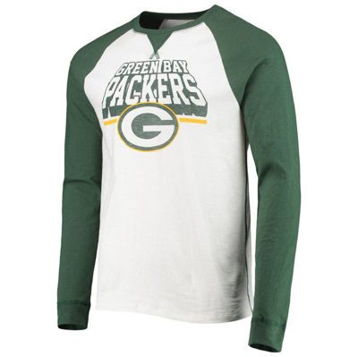 Shop Junk Food White/green Bay Packers Colorblock Raglan Long Sleeve T-shirt