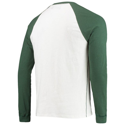 Shop Junk Food White/green Bay Packers Colorblock Raglan Long Sleeve T-shirt