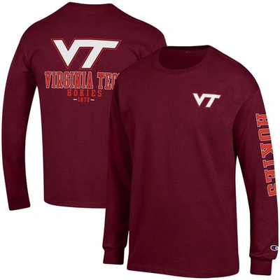 Shop Champion Maroon Virginia Tech Hokies Team Stack Long Sleeve T-shirt