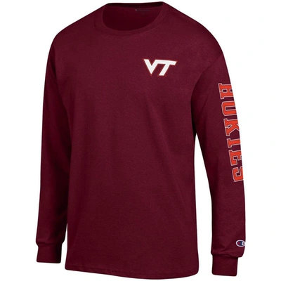 Shop Champion Maroon Virginia Tech Hokies Team Stack Long Sleeve T-shirt